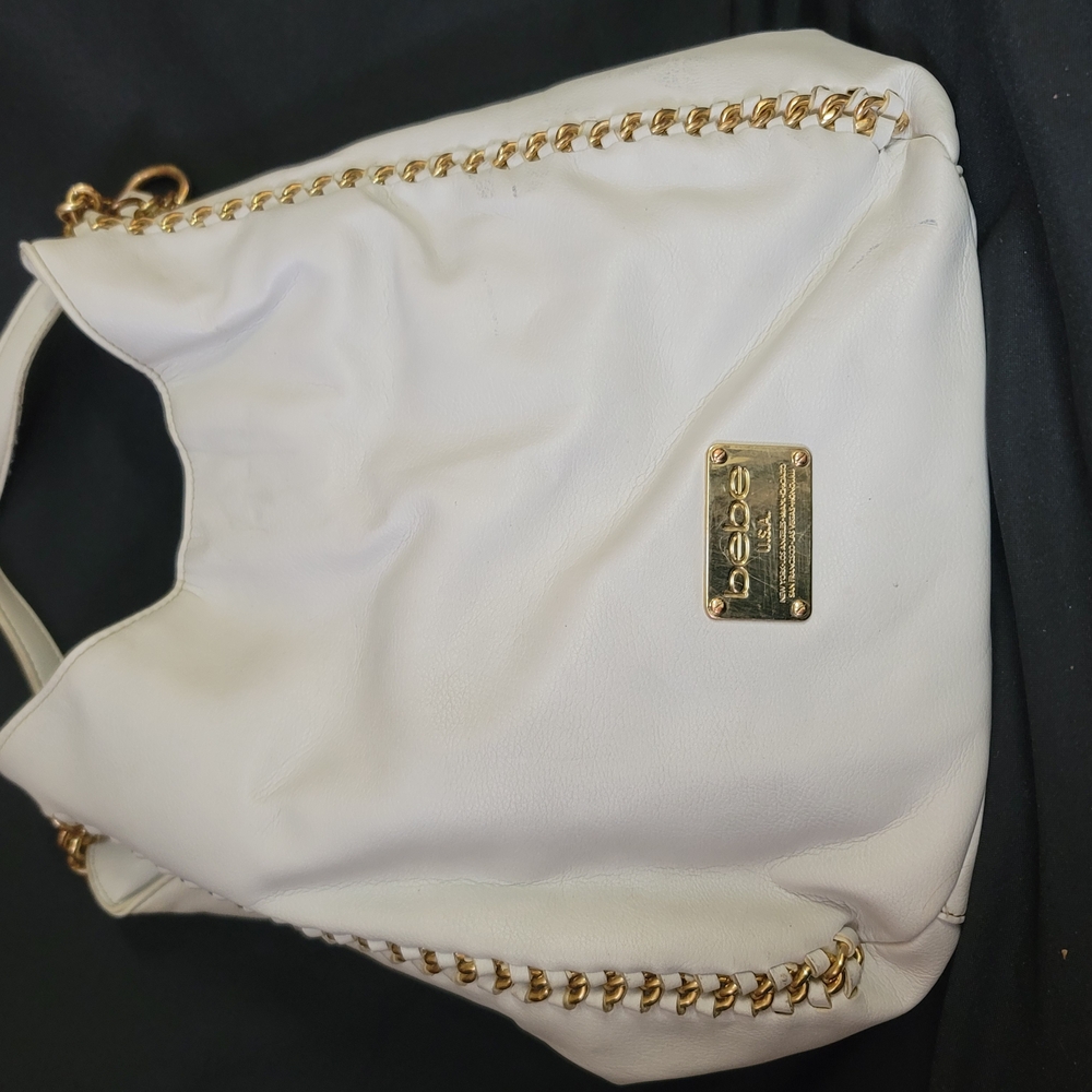Bebe White and Gold Women's Bag